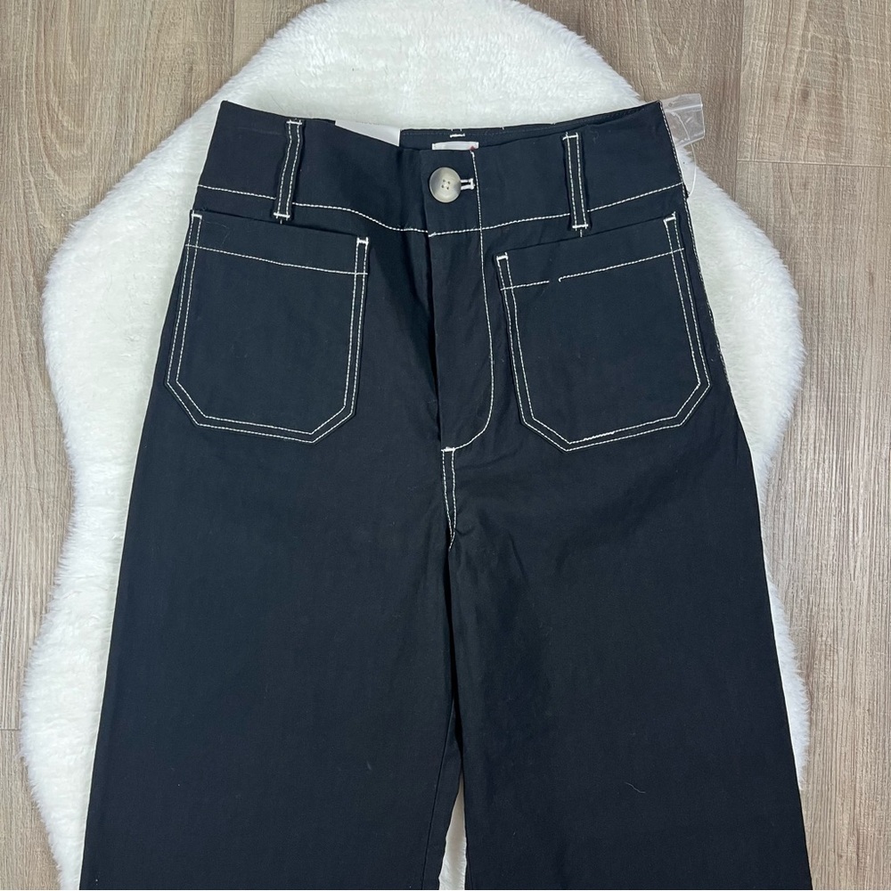 NWOT Maeve The Colette Crop Wide-Leg Pants Contrast-Stitch Edition Anthropologie - Picture 4 of 7